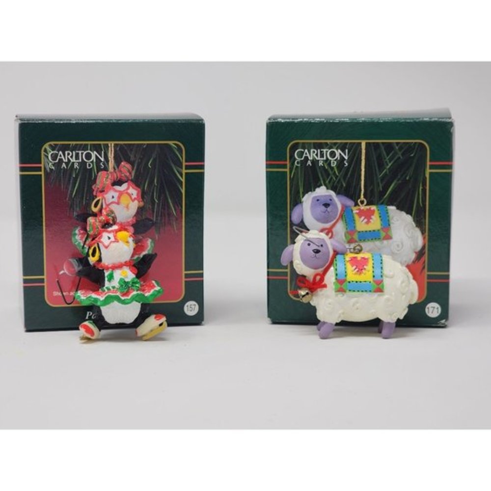 2 Carlton Cards Christmas Ornaments 1999 Patty‎ Penguin And Lambie Pie
